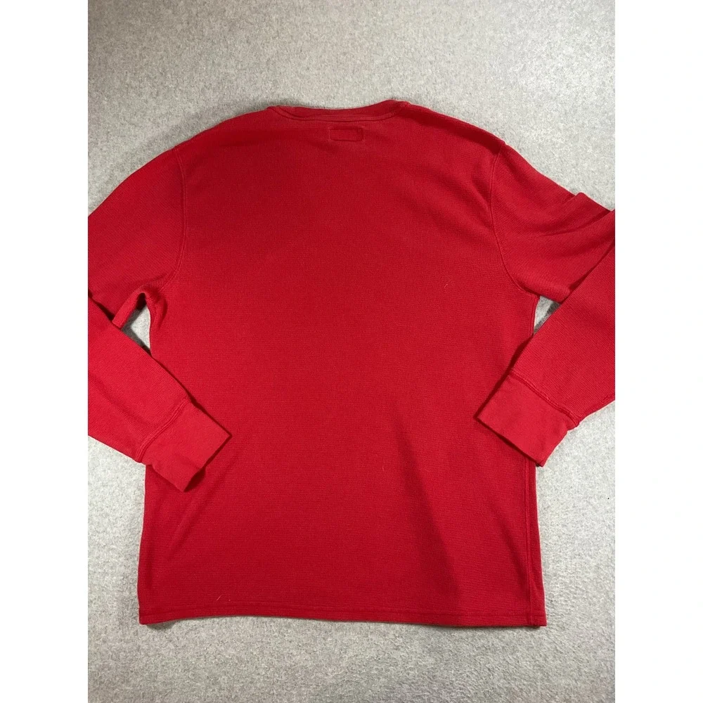 Polo Ralph Lauren Mens XL Red Waffle Knit Thermal Long Sleeve Sleepwear 1745